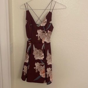 Wine red flower dress